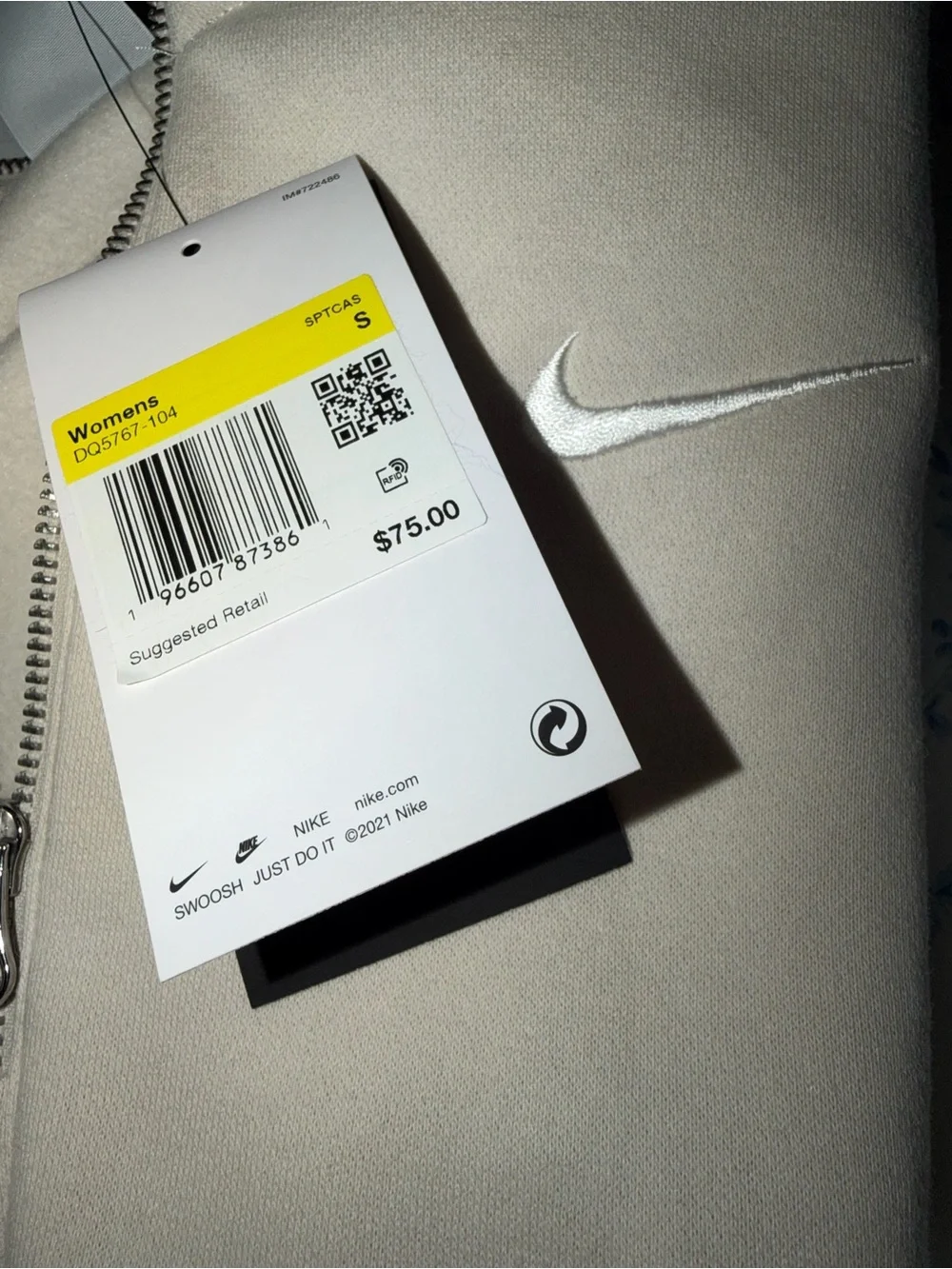 NWT Nike Phoenix Fleece Cropped 1/4 Zip Sweatshirt Cream Size Small - Picture 6 of 6